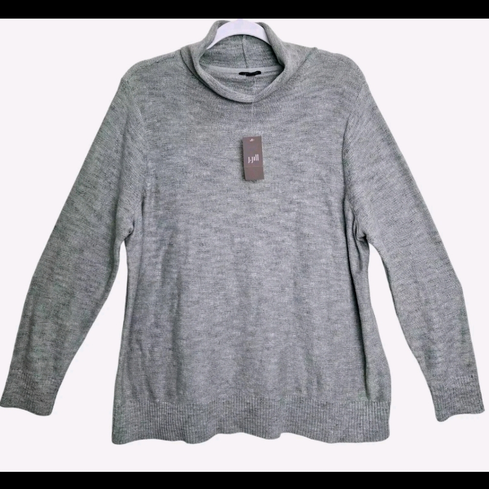 J. Jill Wearever Womens Sweater Top XL Green Cowl Neck Long Sleeve Pullover NWT